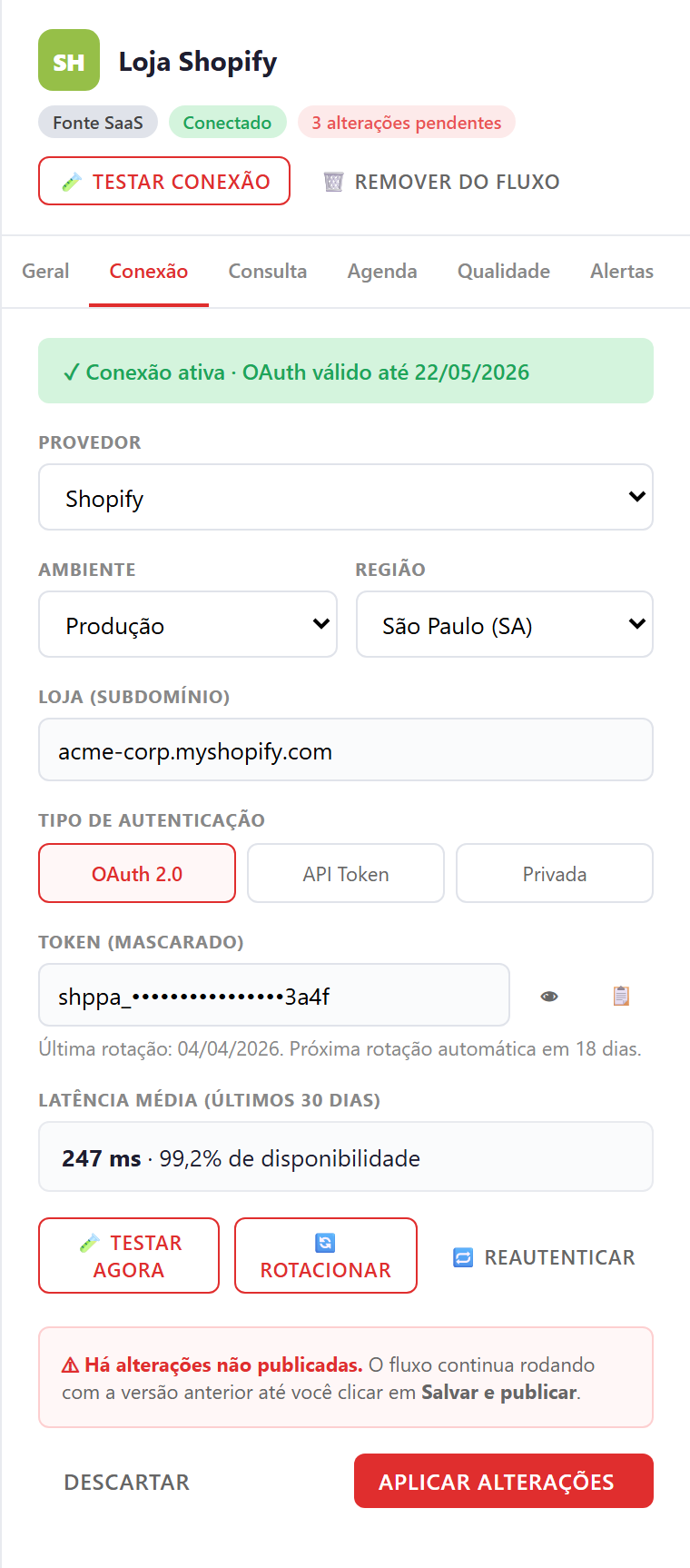 Tela de conexão